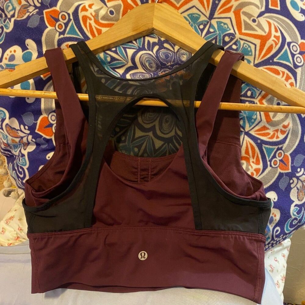 NWOT Lululemon Double Tap II Mesh Strappy Sports Bra Size 8 Deep Ruby - Picture 6 of 7